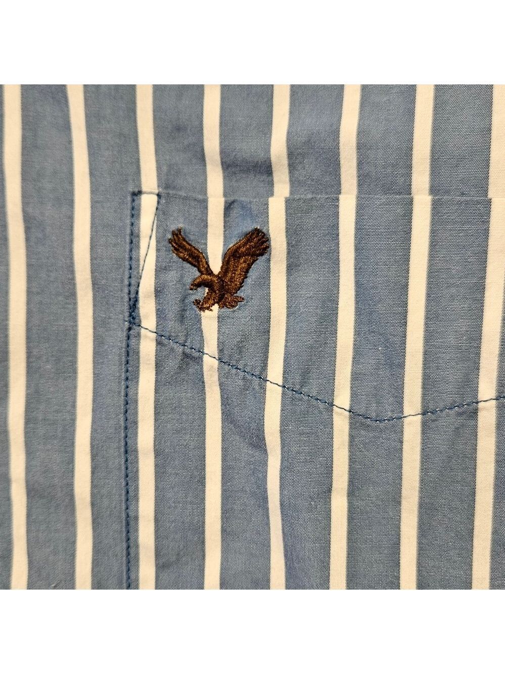 American Eagle Outfitters Men's Striped Blue Shirt 2XL - Picture 6 of 8